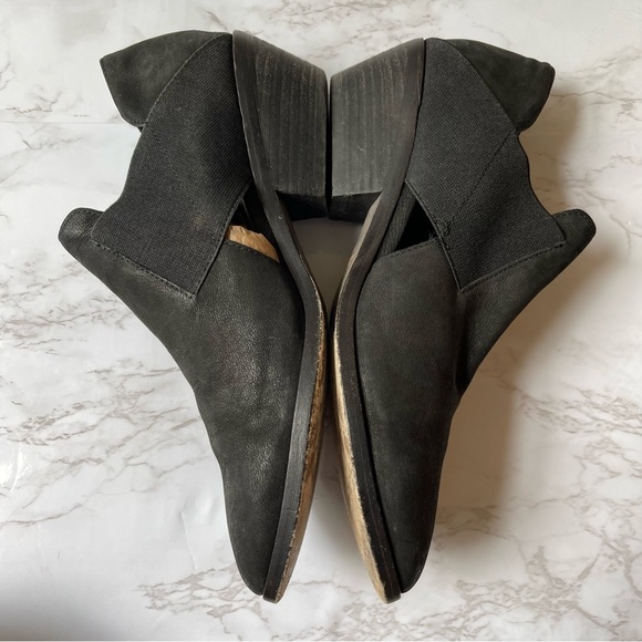 Eileen Fisher Perry Tumbled Nubuck Suede Black Booties Stacked Low Heel Size 8.5 - Picture 5 of 7